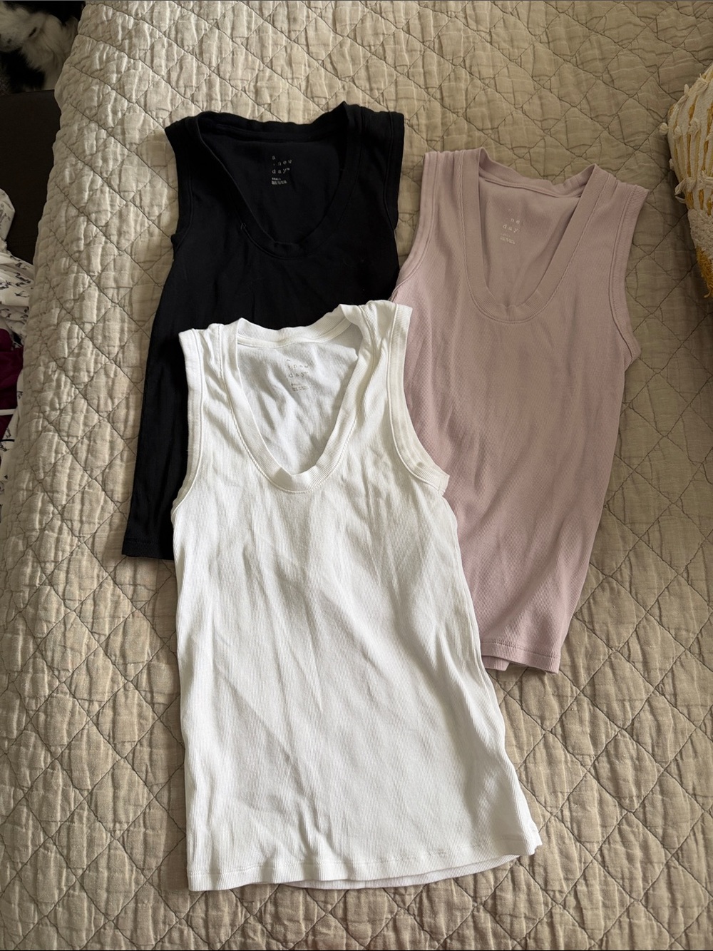 Women’s Ribbed Tank Top - White, Black, Mauve